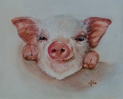 ####PIGLET    
MEDIUM: Watercolor On Arches 140 Watercolor Paper
line 3
line 4